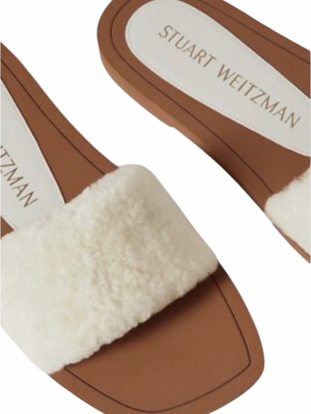 New STUART WEITZMAN Cammy Slide Sandal White Sheep Shearling Leather size 10B
